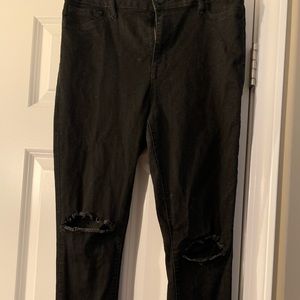 Refuge Black Knee Slit Jeans